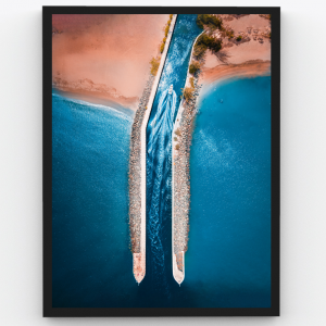Beautiful Island with Sparkling Ocean Drone Shot – Premium Poster Frame