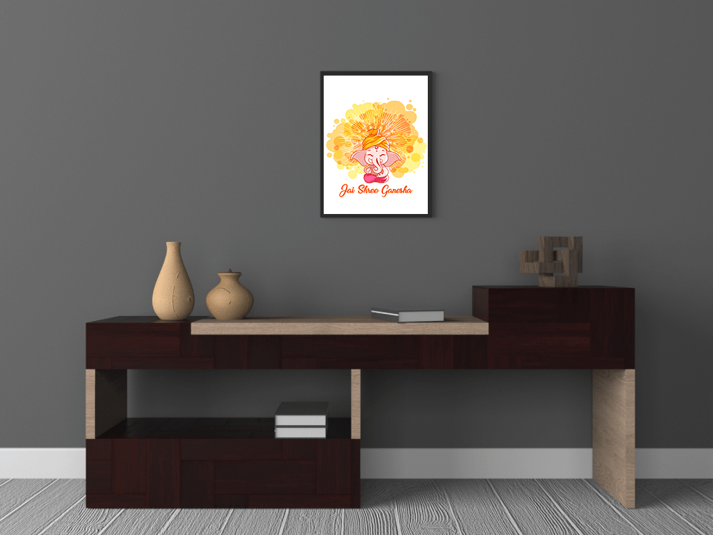Cute Little Blessing Ganapati Colorful Ornate - 3