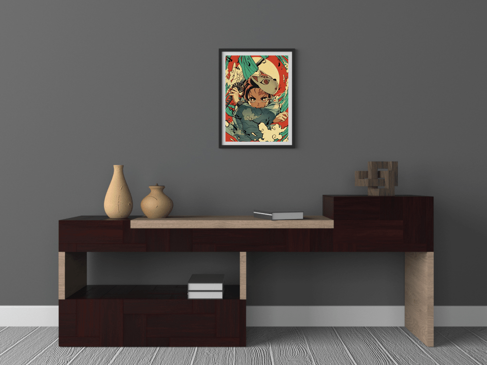 Demon Slayer - Tanjiro Water Breathing Style - Anime Premium Poster Frame - 2
