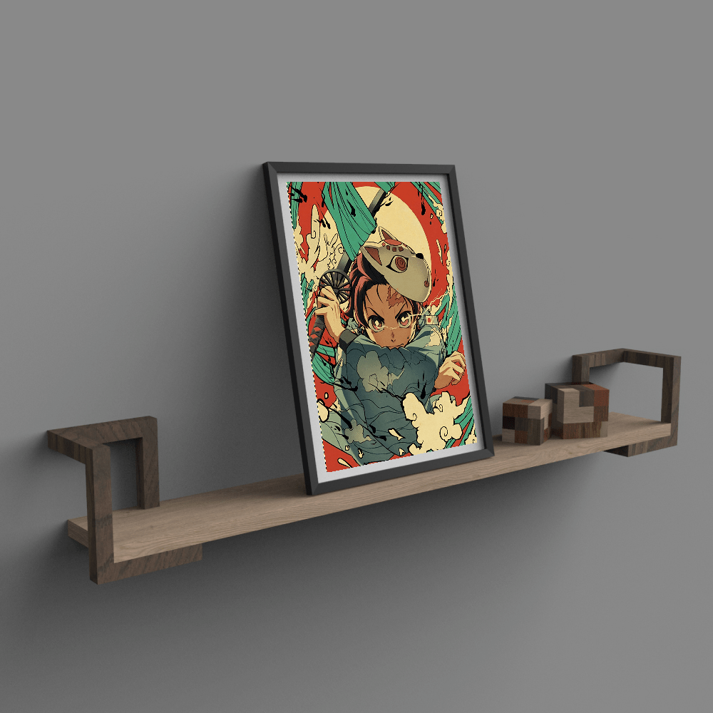 Demon Slayer - Tanjiro Water Breathing Style - Anime Premium Poster Frame - 3