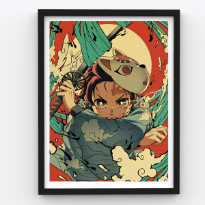 Demon Slayer – Tanjiro Water Breathing Style – Anime Premium Poster Frame