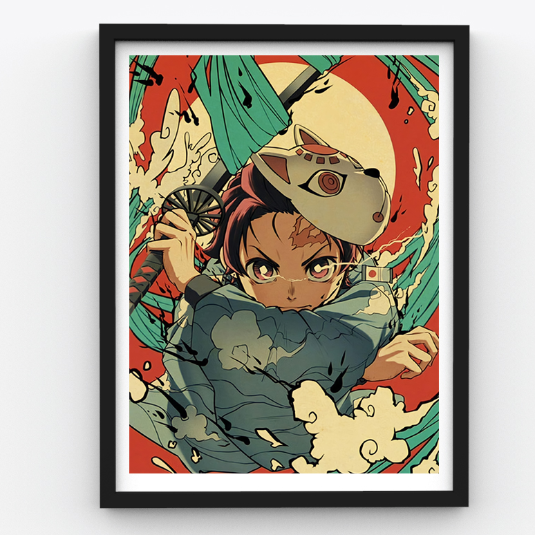 Demon Slayer - Tanjiro Water Breathing Style - Anime Premium Poster Frame - 4
