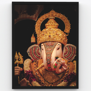 Grand Shri Ganesha Statue – Devotional Premium Poster Frame