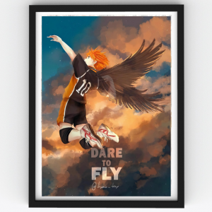 Haikyuu – Dare to Fly – Anime Volleyball Spike Premium Poster Frame