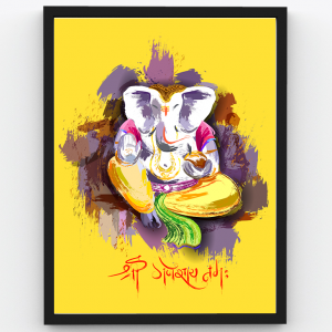 Shri Ganesha Paint Art – Devotional Premium Poster Frame
