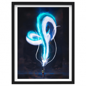 Spirited Away – Colorful Blue Dragon – Chihiro & Haku – Anime Premium Poster Frame
