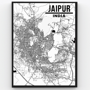 Jaipur – The Pink City – Rajasthan State – City Map Art Premium Poster Frame