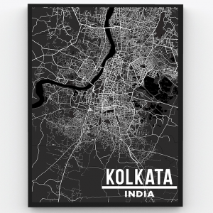 Kolkata – The City of Joy – West Bengal State – City Map Art Premium Poster Frame