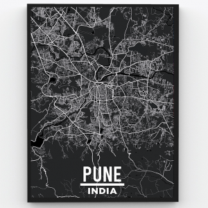 Pune – Queen of the Deccan – Maharashtra State – City Map Art Premium Poster Frame