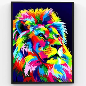 Elegant Lion – Colorful Pop Art – Wildlife Premium Poster Artwork